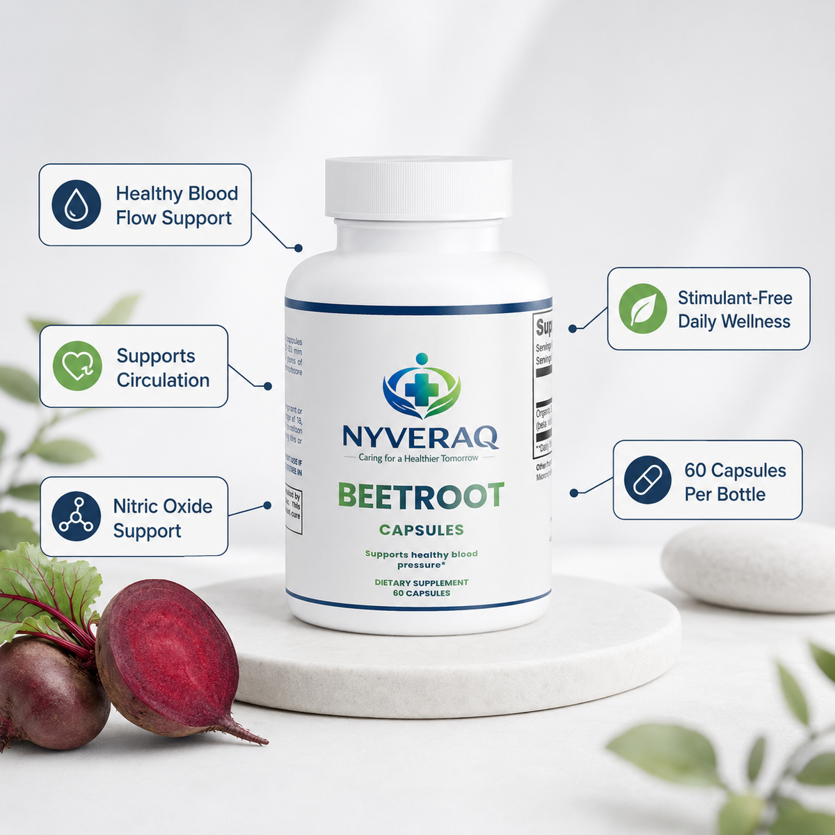NYVERAQ Beetroot Capsules a Blood Flow & Heart Support
