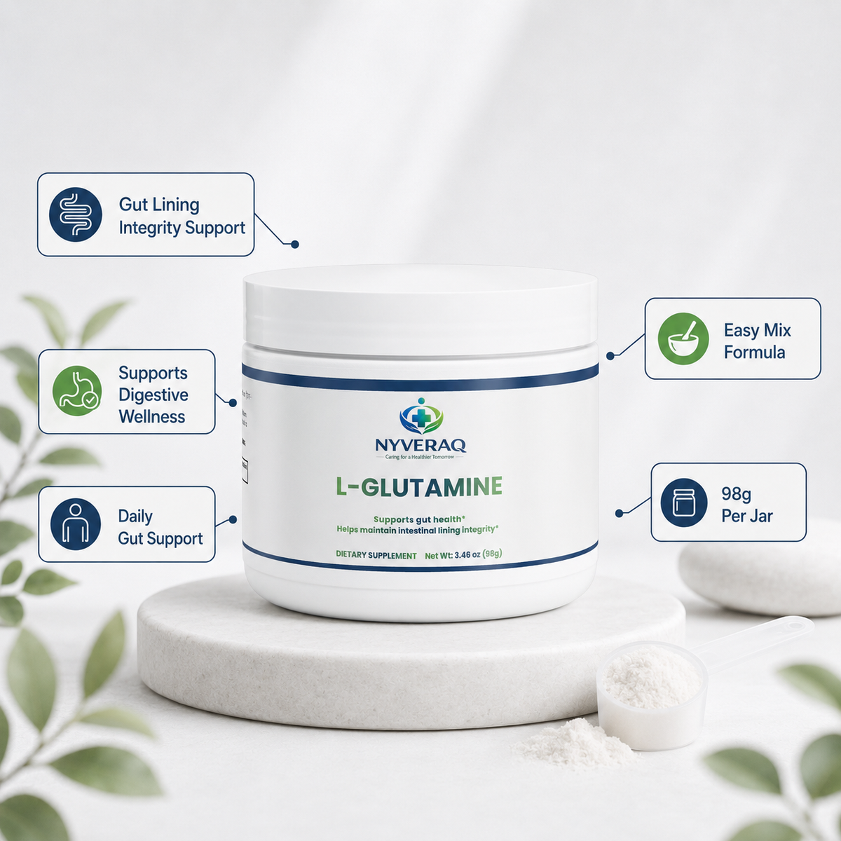 NYVERAQ L-Glutamine Powder a Gut Health Support